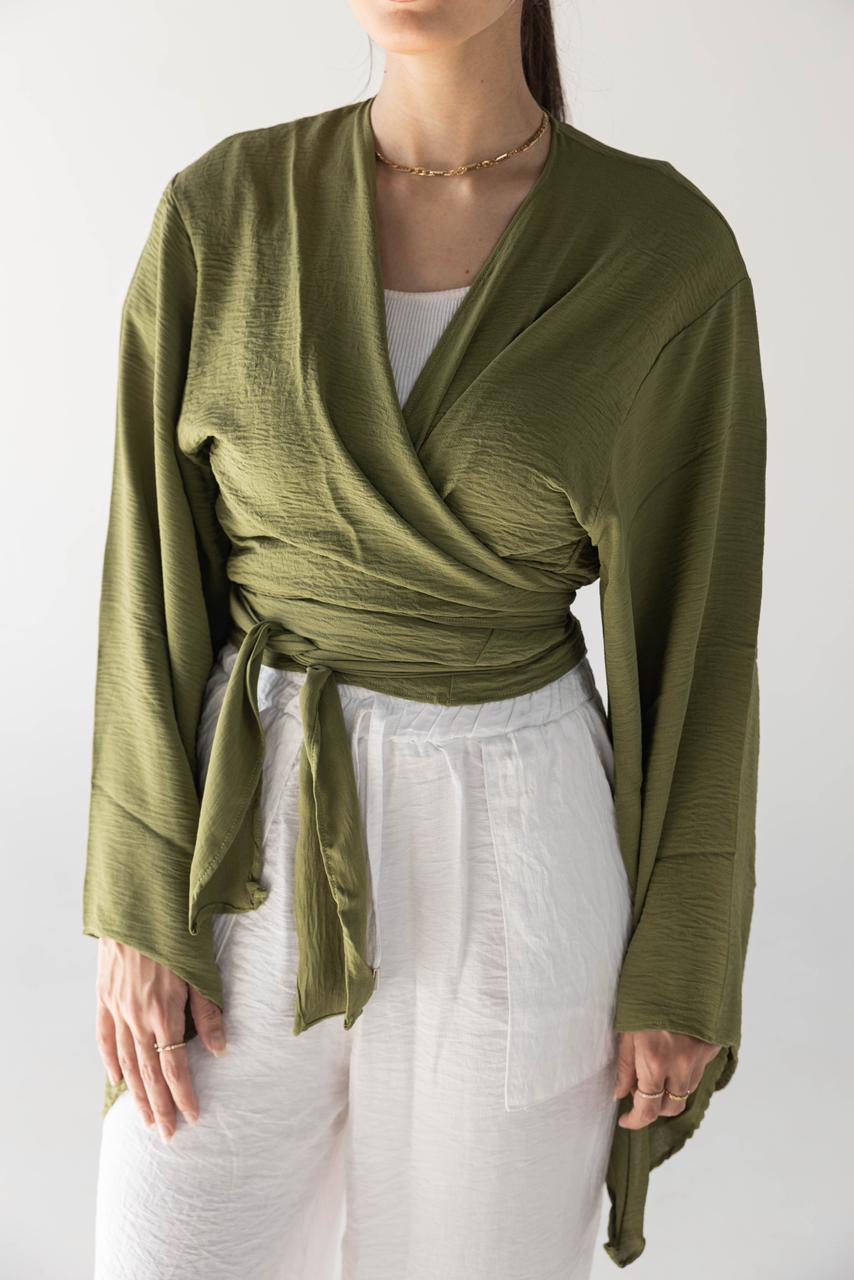 Flare Wrapp Top in OLIVE