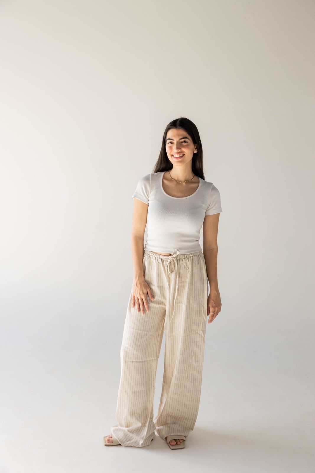 SummerBoho Stripped Pants in BEIGE