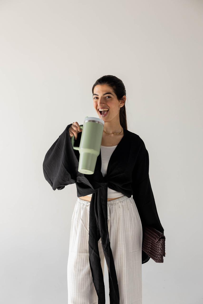 Flare Wrapp Top in BLACK