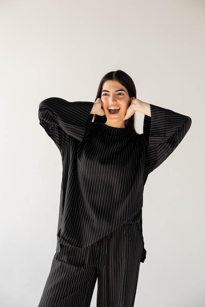 SummerBoho Stripped Slit in BLACK