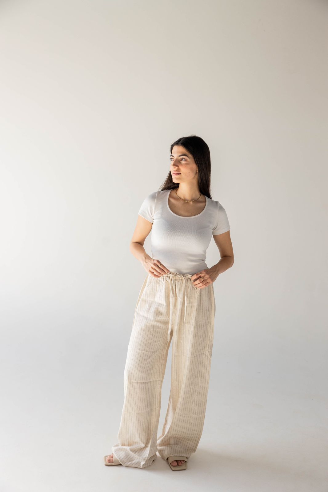 SummerBoho Stripped Pants in BEIGE