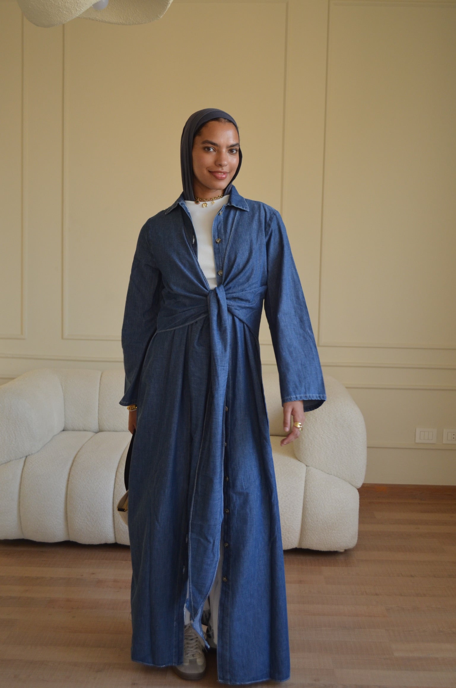 MO|Wrapped Denim Dress