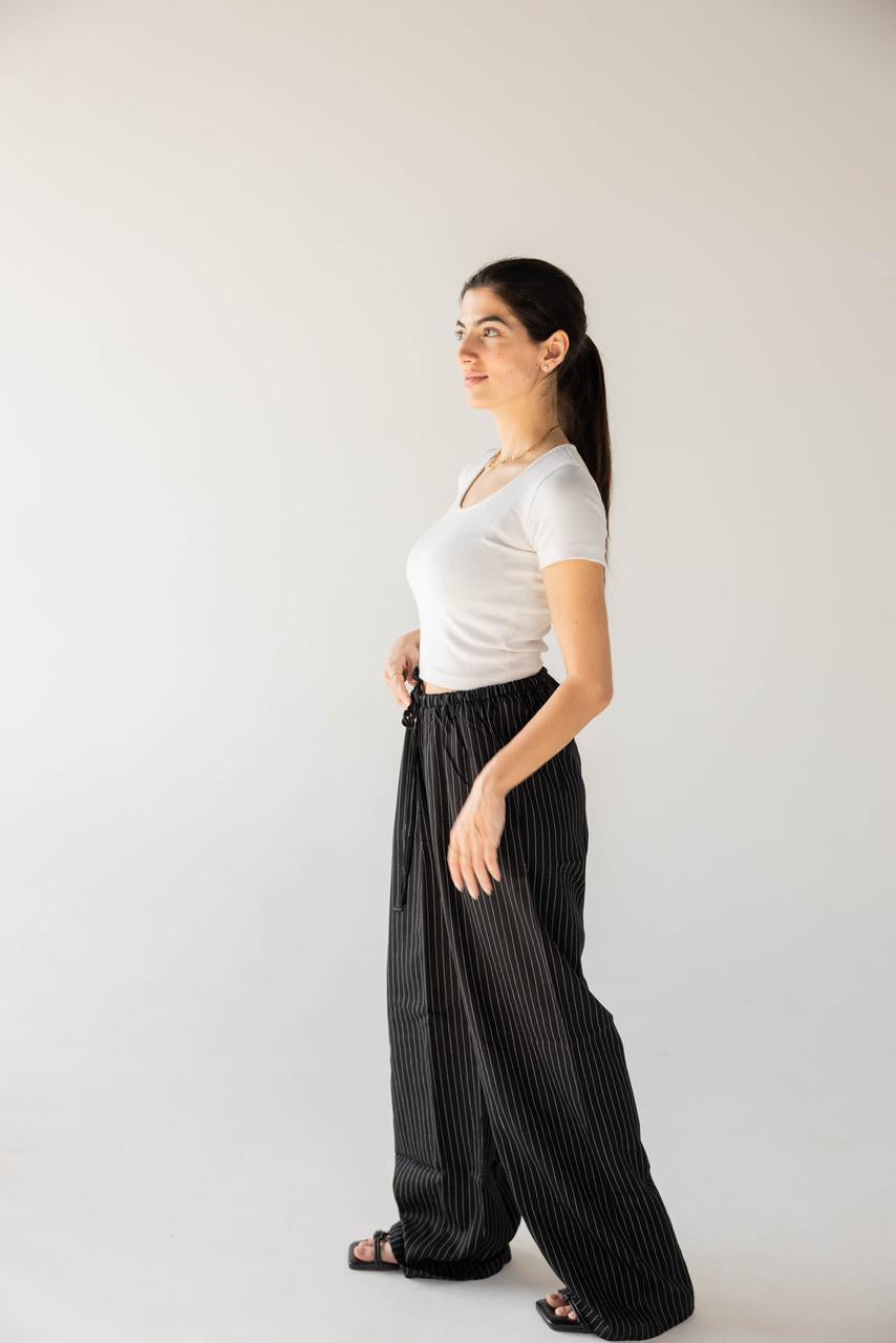 SummerBoho Stripped Pants in BLACK