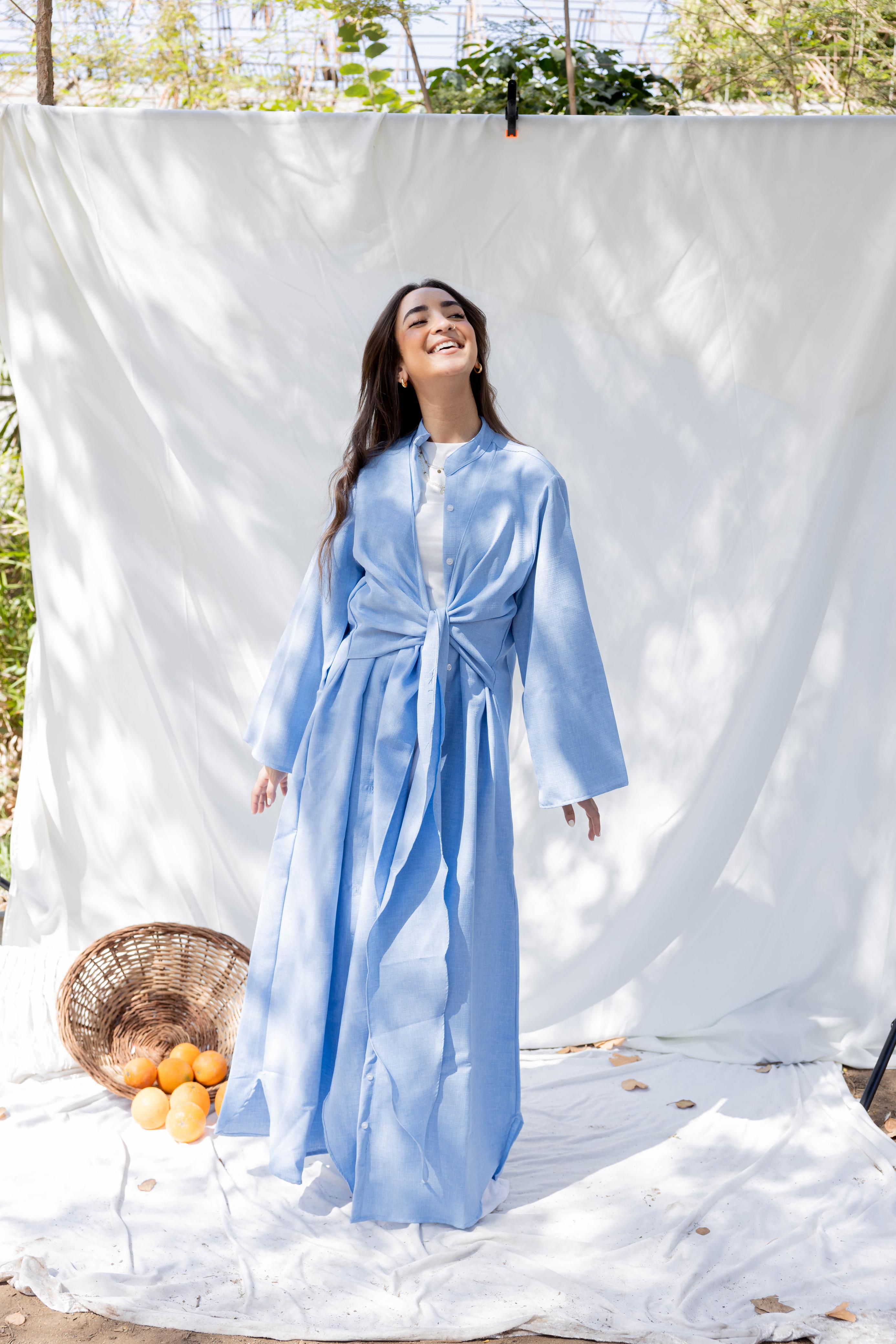 Elegance Wrapped Shirt Dress in BLUE ( pre order )