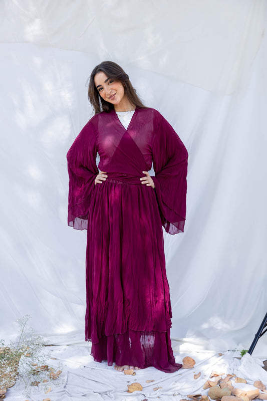 Sahar Crushed Set in MAROON