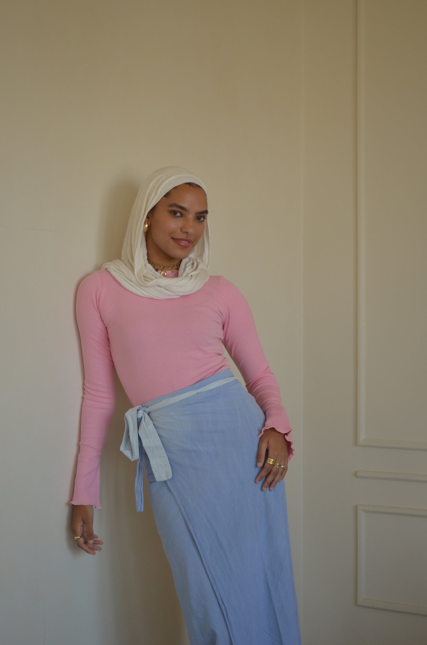 MO|Tie Die Wrapped Denim Skirt