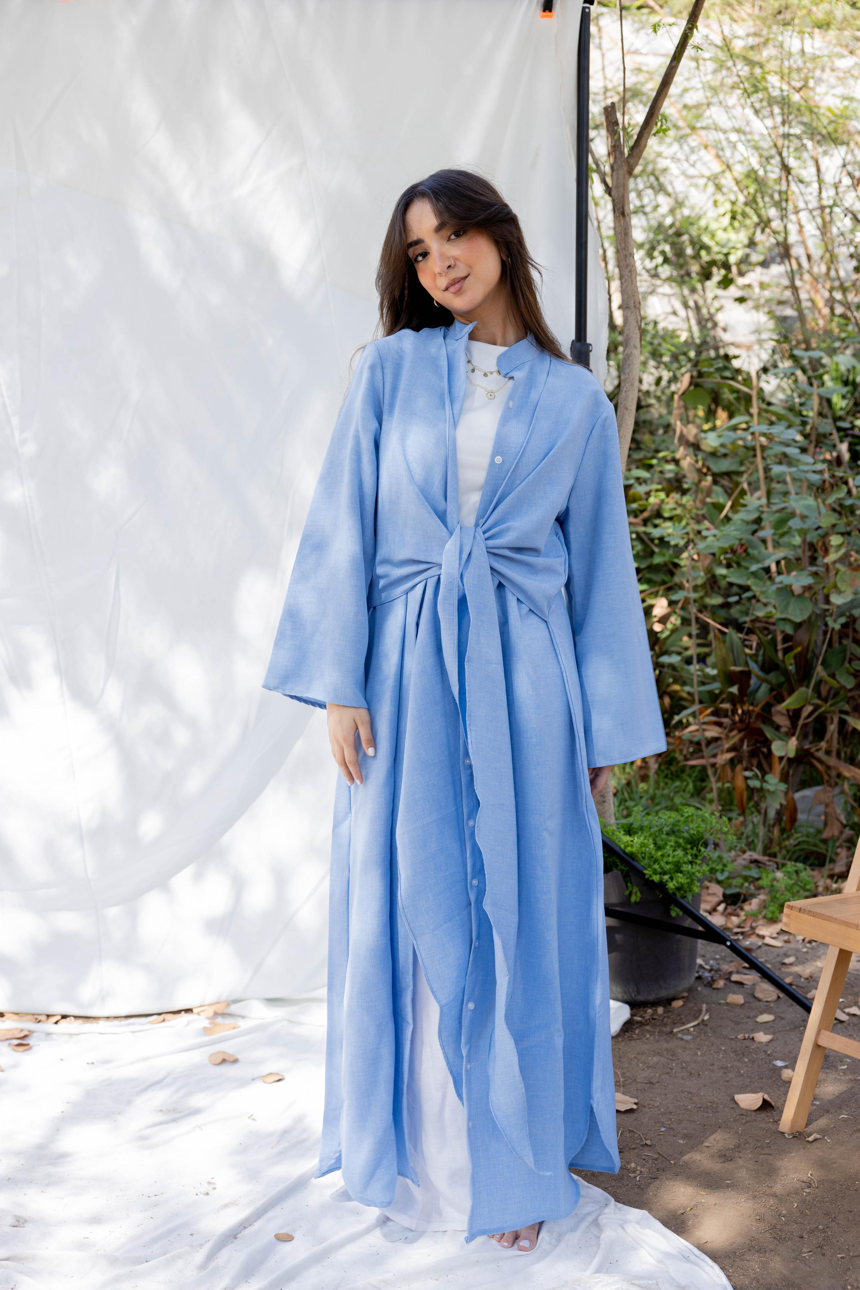 Elegance Wrapped Shirt Dress in BLUE ( pre order )