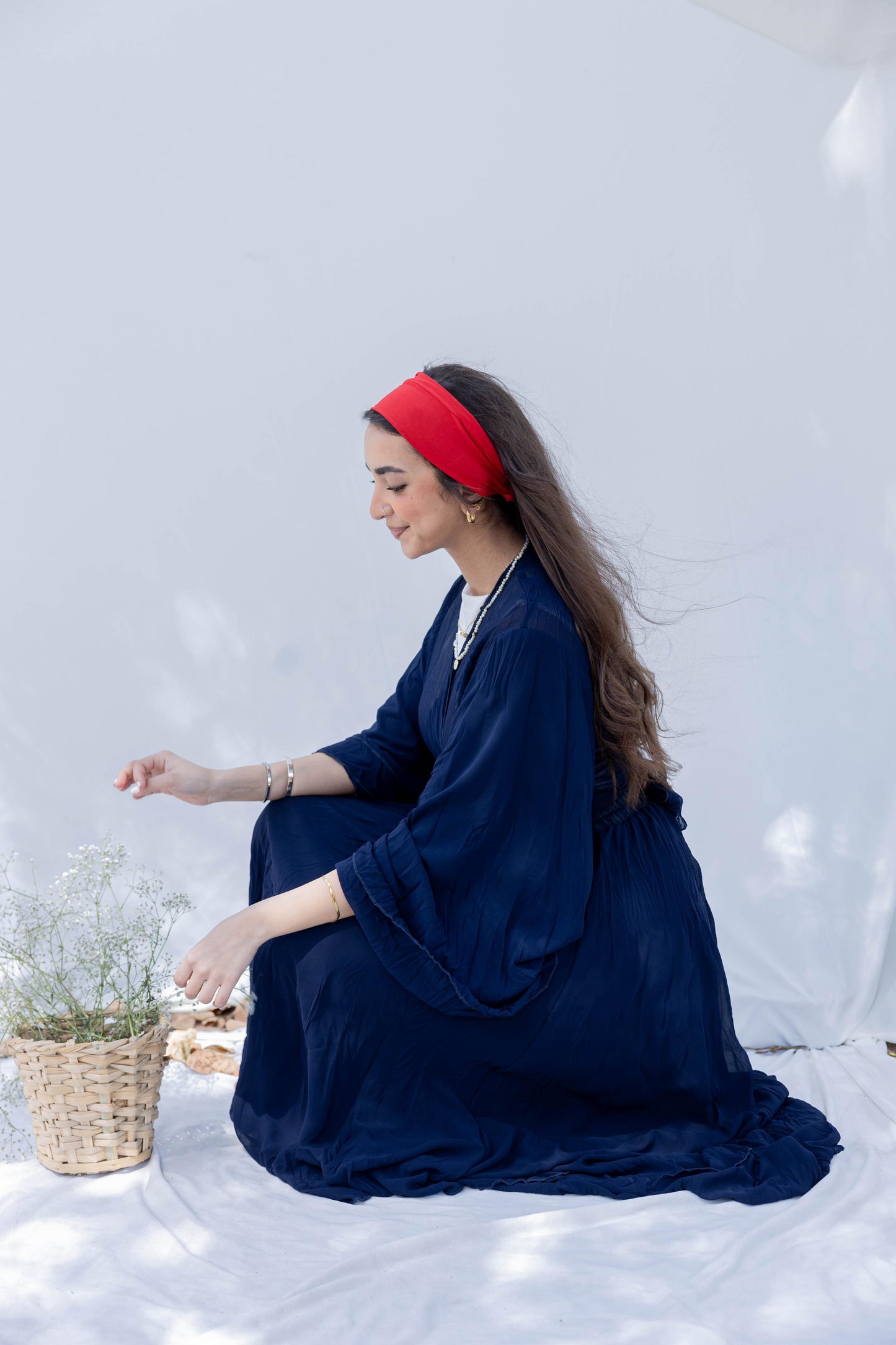 Sahar Crushed Set in NAVY