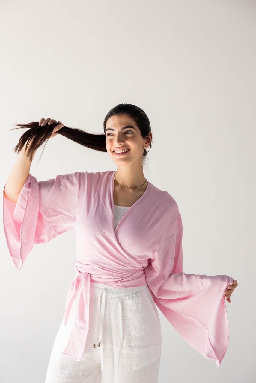 Flare Wrapp Top in PINK